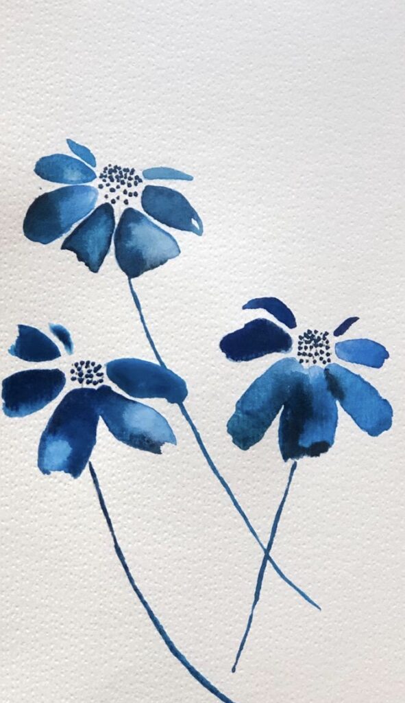 fleurs bleues à l'aquarelle